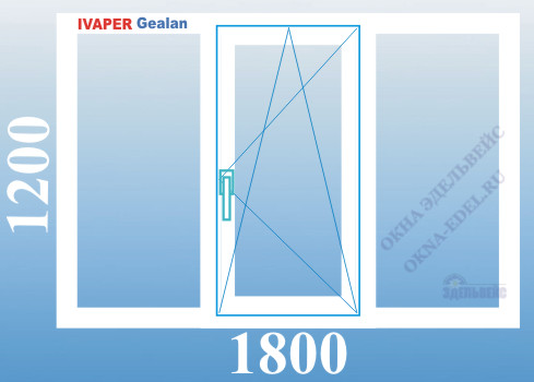 Цена трехстворчатого пластикового окна 1800 х 1200 ПВХ на дачу в Санкт-Петербурге.